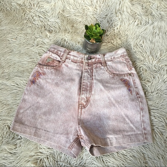 Vintage Pants - Vintage high rise pink acid wash shorts